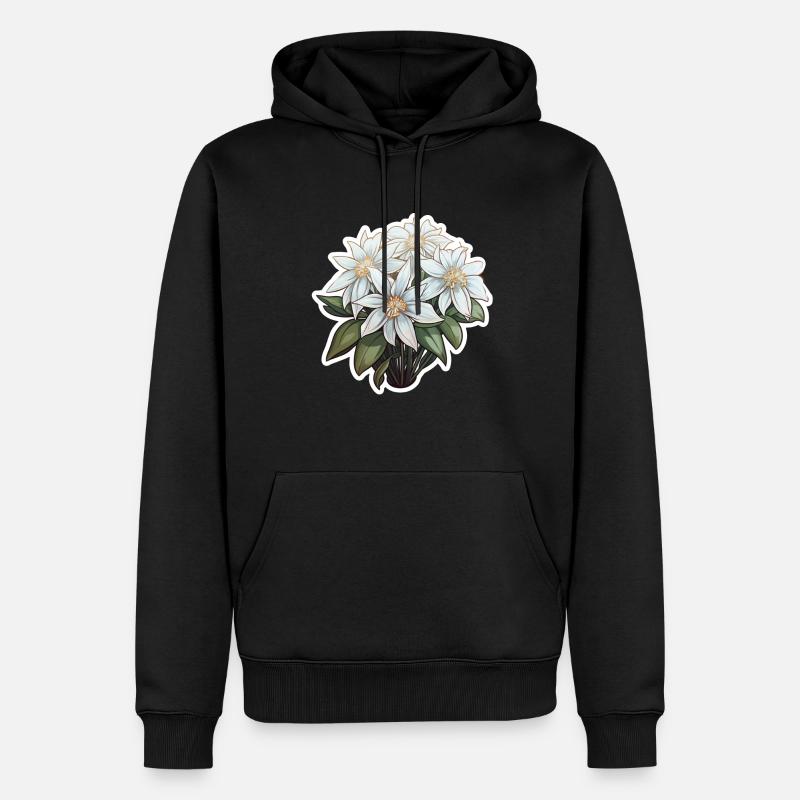 Edelweiss Fleur Plante Montagnes - Sweat à capuche Premium bio Homme - noir