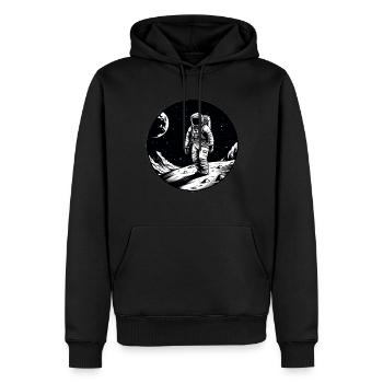 Lune des astronautes - Sweat à capuche Premium bio Homme - noir - Devant - Nico (187cm)