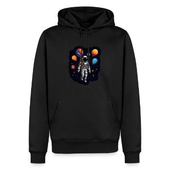 Lune des astronautes - Sweat à capuche Premium bio Homme - noir - Devant - Nico (187cm)