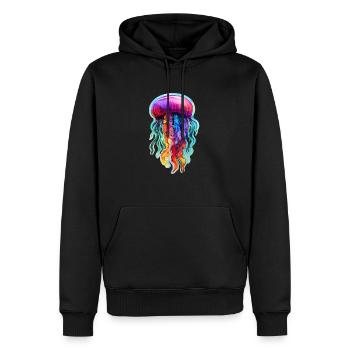 Bunte Qualle - Männer Premium Bio Hoodie - Schwarz - Vorne - Nico (187cm)