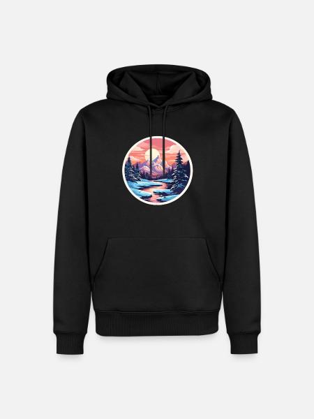 Nationalpark Winter Schnee - Männer Premium Bio Hoodie - Schwarz