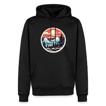 Parc National Hiver Neige - Sweat à capuche Premium bio Homme - noir - Devant - Nico (187cm)