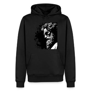 Le sage - Sweat à capuche Premium bio Homme - noir - Devant - Nico (187cm)
