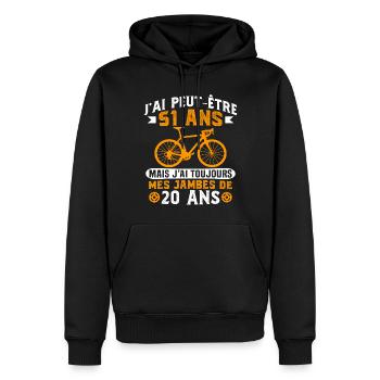Anniversaire 51 ans pour un cycliste cadeau vélo - Sweat à capuche Premium bio Homme - noir - Devant - Nico (187cm)