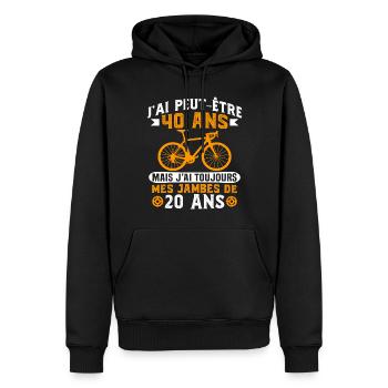 Anniversaire 40 ans pour un cycliste cadeau vélo - Sweat à capuche Premium bio Homme - noir - Devant - Nico (187cm)