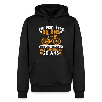 Anniversaire 58 ans pour un cycliste cadeau vélo - Sweat à capuche Premium bio Homme - noir - Devant - Nico (187cm)