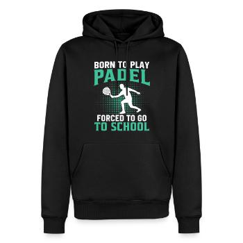 born to play padel forced to go to school - Sweat à capuche Premium bio Homme - noir - Devant - Nico (187cm)