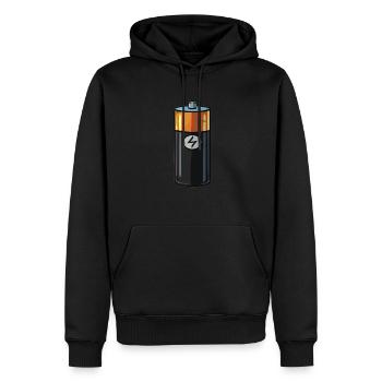 battery - Men’s Premium Organic Hoodie - black - Front - Nico (187cm)