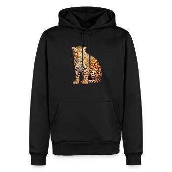Léopard - Sweat à capuche Premium bio Homme - noir - Devant - Nico (187cm)