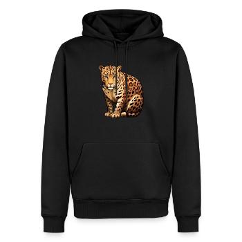 Léopard - Sweat à capuche Premium bio Homme - noir - Devant - Nico (187cm)