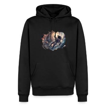 Astronaut Weltraum - Männer Premium Bio Hoodie - Schwarz - Vorne - Nico (187cm)