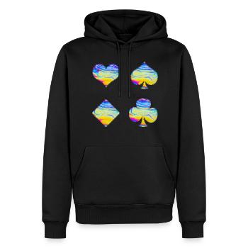 Spielkarten - Männer Premium Bio Hoodie - Schwarz - Vorne - Nico (187cm)