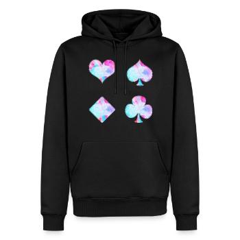 Spielkarten - Männer Premium Bio Hoodie - Schwarz - Vorne - Nico (187cm)