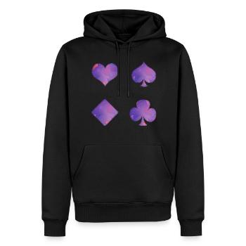 Cartes à jouer - Sweat à capuche Premium bio Homme - noir - Devant - Nico (187cm)