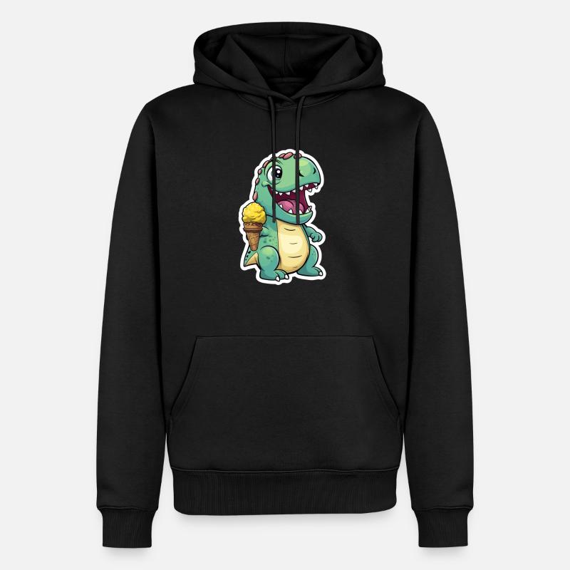 Dino isst Eis - Männer Premium Bio Hoodie - Schwarz