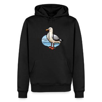 Oiseau de mer Mouette - Sweat à capuche Premium bio Homme - noir - Devant - Nico (187cm)