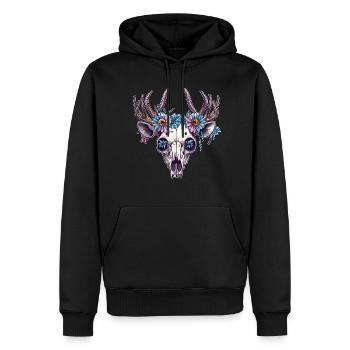 Wendigo Crâne Floral Wild - Sweat à capuche Premium bio Homme - noir - Devant - Nico (187cm)