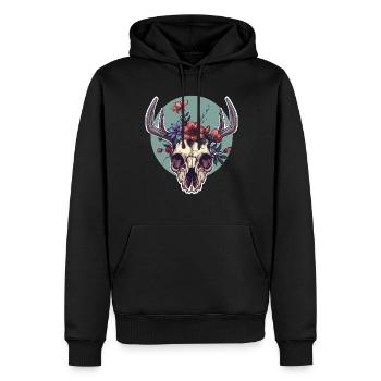 Wendigo Crâne Floral Wild - Sweat à capuche Premium bio Homme - noir - Devant - Nico (187cm)