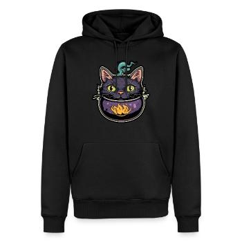 Chat Chaudron Chat Sorcière Halloween - Sweat à capuche Premium bio Homme - noir - Devant - Nico (187cm)