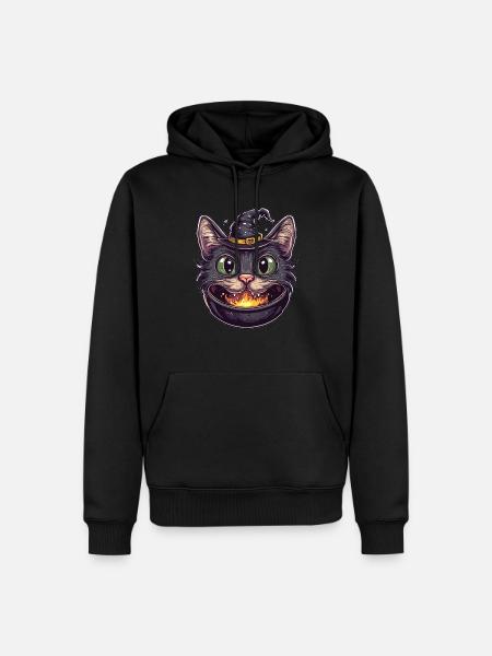 Cat Cauldron Cat Witch Halloween - Men’s Premium Organic Hoodie - black