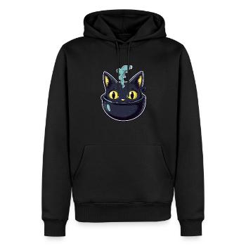 Chat Chaudron Chat Sorcière Halloween - Sweat à capuche Premium bio Homme - noir - Devant - Nico (187cm)