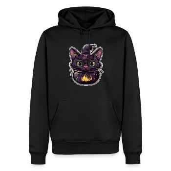 Chat Chaudron Chat Sorcière Halloween - Sweat à capuche Premium bio Homme - noir - Devant - Nico (187cm)