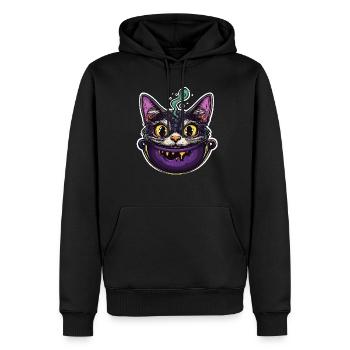 Chat Chaudron Chat Sorcière Halloween - Sweat à capuche Premium bio Homme - noir - Devant - Nico (187cm)