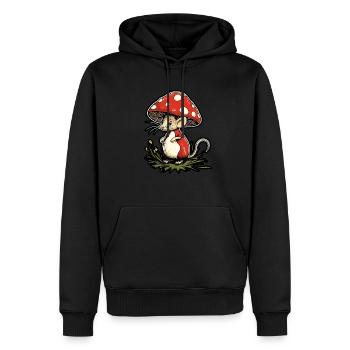 Pilzmaus Lustiges Tier und Pilz Motiv - Männer Premium Bio Hoodie - Schwarz - Vorne - Nico (187cm)