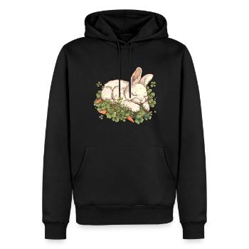 Lapin endormi Pâques - Sweat à capuche Premium bio Homme - noir - Devant - Nico (187cm)