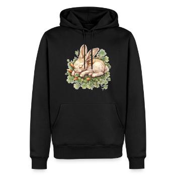 Lapin endormi Pâques - Sweat à capuche Premium bio Homme - noir - Devant - Nico (187cm)