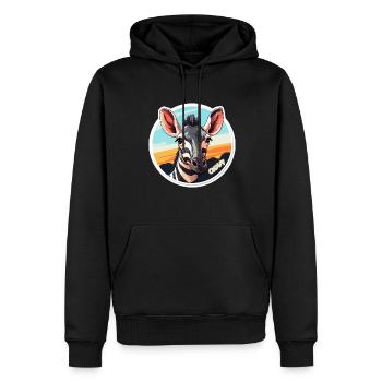 Tête D’okapi Motif Animalier Rare - Sweat à capuche Premium bio Homme - noir - Devant - Nico (187cm)