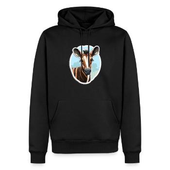 Tête D’okapi Motif Animalier Rare - Sweat à capuche Premium bio Homme - noir - Devant - Nico (187cm)