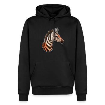 Tête D’okapi Motif Animalier Rare - Sweat à capuche Premium bio Homme - noir - Devant - Nico (187cm)
