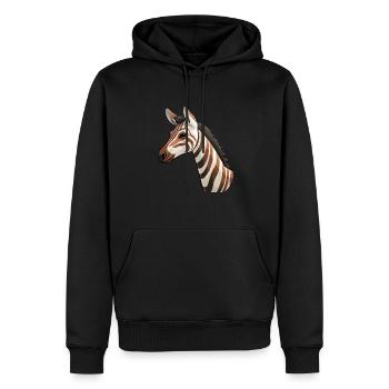 Tête D’okapi Motif Animalier Rare - Sweat à capuche Premium bio Homme - noir - Devant - Nico (187cm)
