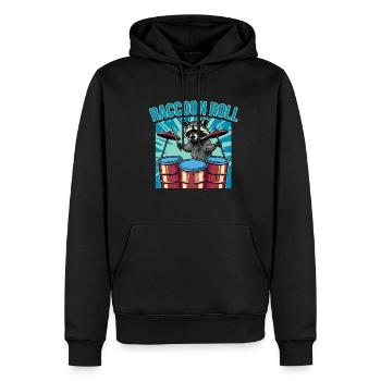 accoon Roll Raccoon Drums - Men’s Premium Organic Hoodie - black - Front - Nico (187cm)