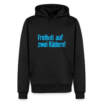 Freedom on Two Wheels - Cyclist Design - Men’s Premium Organic Hoodie - black - Front - Nico (187cm)