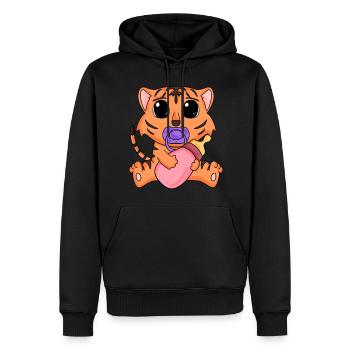 Baby Tiger Motiv - Männer Premium Bio Hoodie - Schwarz - Vorne - Nico (187cm)