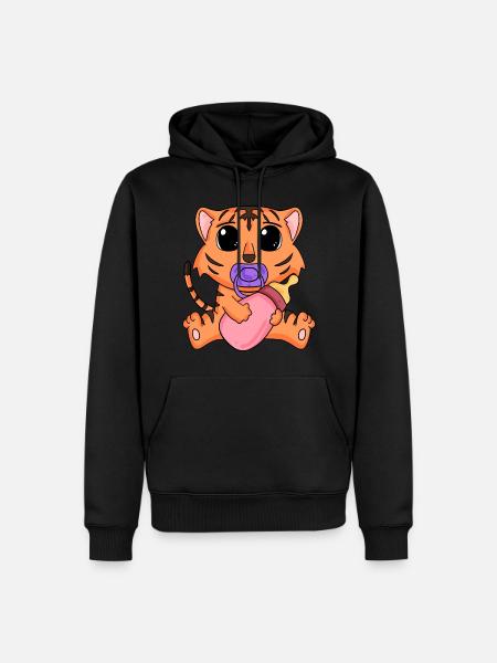Baby Tiger Motif - Men’s Premium Organic Hoodie - black
