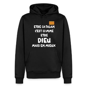 Catalan - Sweat à capuche Premium bio Homme - noir - Devant - Nico (187cm)