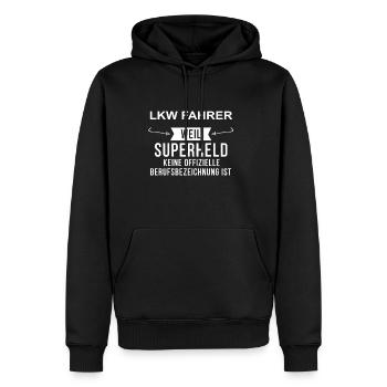 LKW FAHRER - Männer Premium Bio Hoodie - Schwarz - Vorne - Nico (187cm)