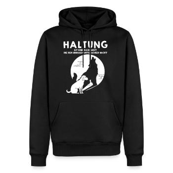 Attitude - fait une grande différence - Sweat à capuche Premium bio Homme - noir - Devant - Nico (187cm)