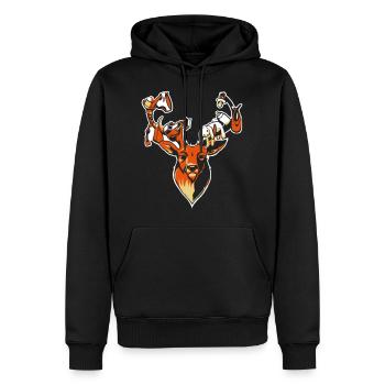 Hirsch Shirt partenaire - Papa - Sweat à capuche Premium bio Homme - noir - Devant - Nico (187cm)