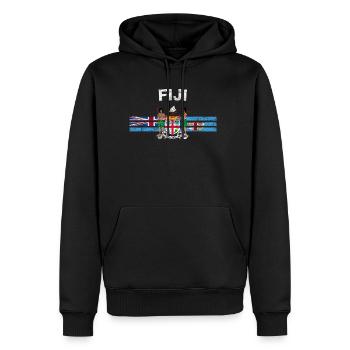 Fijian Flag Shirt - Fijian Emblem & Fiji Flag Shir - Men’s Premium Organic Hoodie - black - Front - Nico (187cm)