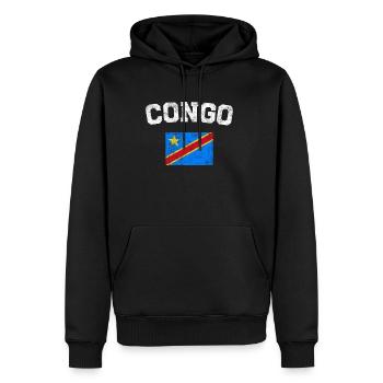 Congolese Flag Shirt - Vintage Congo T-Shirt - Men’s Premium Organic Hoodie - black - Front - Nico (187cm)