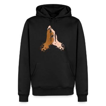 Dog paw and hand - high five - drawing - Men’s Premium Organic Hoodie - black - Front - Nico (187cm)