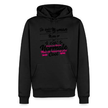 Maman Manager cadeau - Sweat à capuche Premium bio Homme - noir - Devant - Nico (187cm)