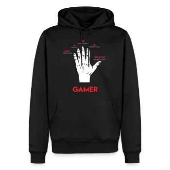 Gamer Shirt- Gamers Hand Back - Männer Premium Bio Hoodie - Schwarz - Vorne - Nico (187cm)