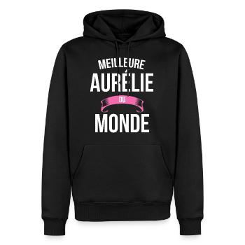 Meilleure Aurélie du monde femme - Sweat à capuche Premium bio Homme - noir - Devant - Nico (187cm)