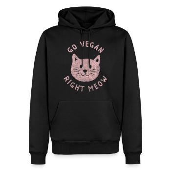 Go Vegan Right Meow Cat Face Gift - Men’s Premium Organic Hoodie - black - Front - Nico (187cm)