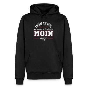 Heimat ist wo man Moin sagt - Männer Premium Bio Hoodie - Schwarz - Vorne - Nico (187cm)